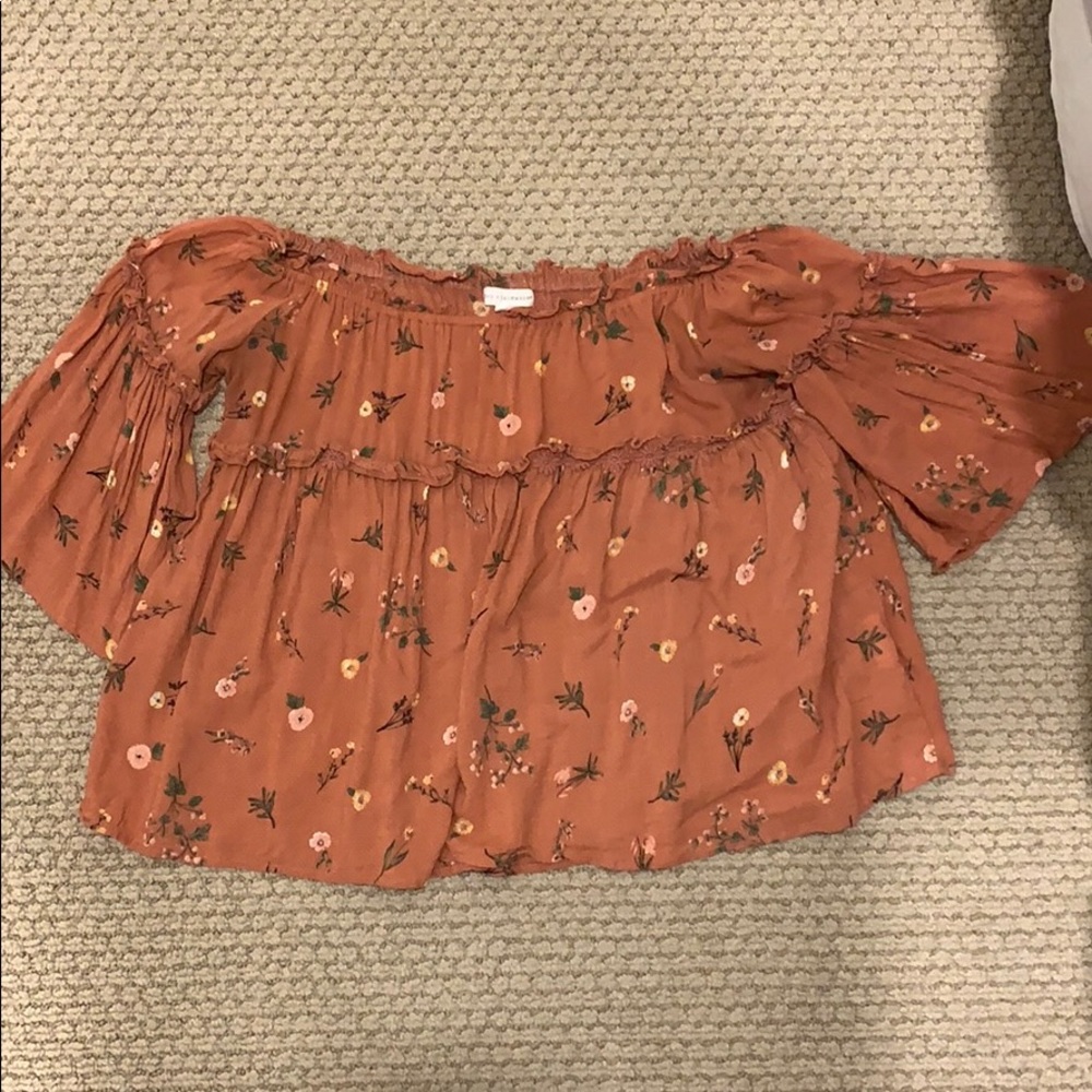 orange off the shoulder top